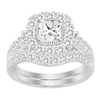 LADIES BRIDAL SET 2.00CT ROUND DIAMOND 14K WHITE GOLD (CENTER STONE 0.50CT PRINCESS DIAMOND)