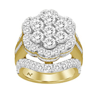 LADIES RING 5.00CT ROUND/BAGUETTE DIAMOND 10K YELLOW GOLD