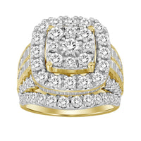 LADIES RING 5.00CT ROUND/BAGUETTE DIAMOND 10K YELLOW GOLD