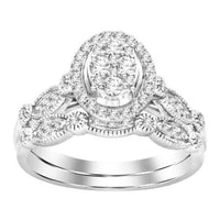 LADIES BRIDAL SET 0.50CT ROUND DIAMOND 10K WHITE GOLD