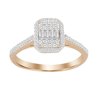 LADIES RING 0.25CT ROUND/BAGUETTE DIAMOND 10K ROSE GOLD