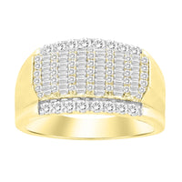 MEN'S BAND 1.00CT ROUND/BAGUETTE DIAMOND 10K YELLOW GOLD