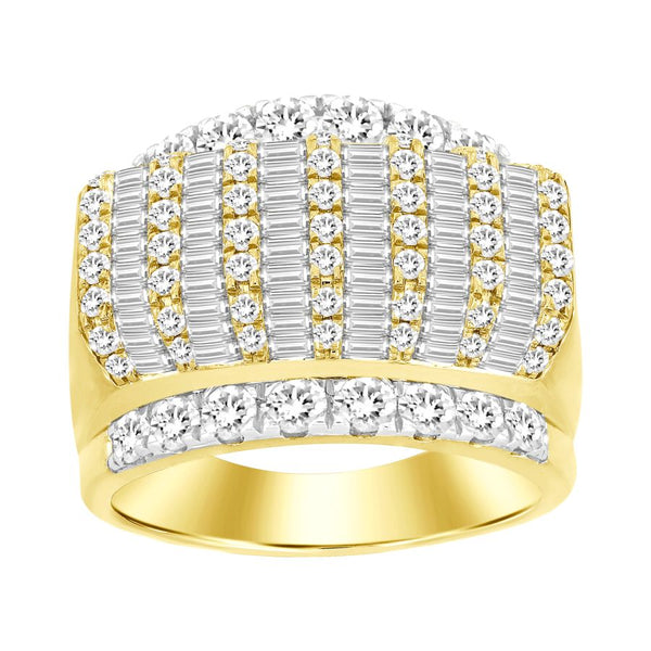 MEN'S BAND 3.00CT ROUND/BAGUETTE DIAMOND 10K YELLOW GOLD