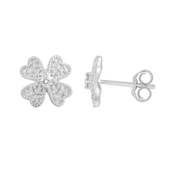 LADIES STUD EARRINGS 0.20CT ROUND DIAMOND 10K WHITE GOLD
