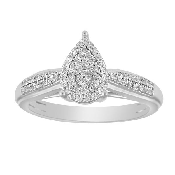 LADIES RING 0.25CT ROUND DIAMOND 10K WHITE GOLD