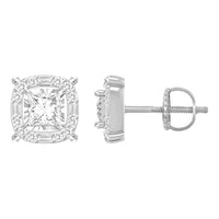 MEN'S STUD EARRINGS 0.40CT ROUND/PRINCESS/BAGUETTE DIAMOND 10K WHITE GOLD