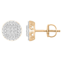 LADIES STUD EARRINGS 0.75CT ROUND/PRINCESS/BAGUETTE DIAMOND 10K ROSE GOLD