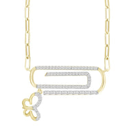 LADIES NECKLACE 0.25CT ROUND/BAGUETTE DIAMOND 10K YELLOW GOLD
