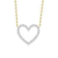 LADIES NECKLACE 0.20CT ROUND/BAGUETTE DIAMOND 10K YELLOW GOLD