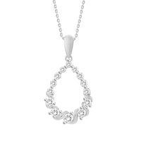 LADIES PENDANT WITH CHAIN 0.50CT ROUND DIAMOND 10K WHITE GOLD