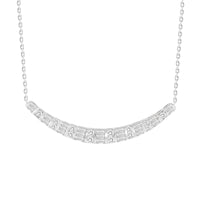 LADIES NECKLACE 0.33CT ROUND/BAGUETTE DIAMOND 10K WHITE GOLD