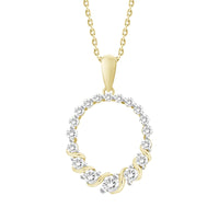 LADIES PENDANT WITH CHAIN 0.50CT ROUND DIAMOND 10K YELLOW GOLD