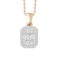 LADIES PENDANT WITH CHAIN 0.20CT ROUND/BAGUETTE DIAMOND 10K ROSE GOLD