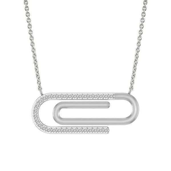 LADIES NECKLACE 0.25CT ROUND DIAMOND 10K WHITE GOLD