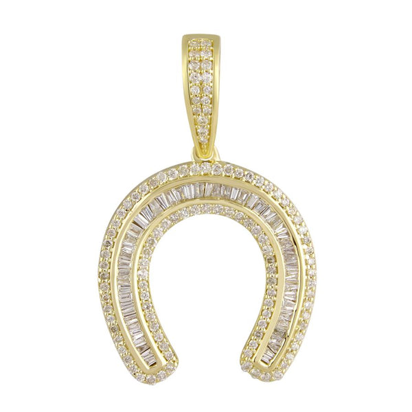 MEN'S CHARM 1.00CT ROUND/BAGUETTE DIAMOND 10K YELLOW GOLD