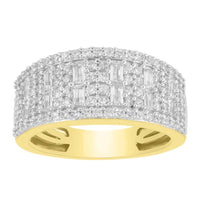 LADIES BAND 1.00CT ROUND/BAGUETTE DIAMOND 14K YELLOW GOLD