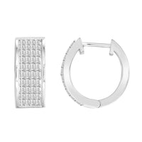 LADIES HOOP EARRINGS 0.50CT BAGUETTE DIAMOND 10K WHITE GOLD