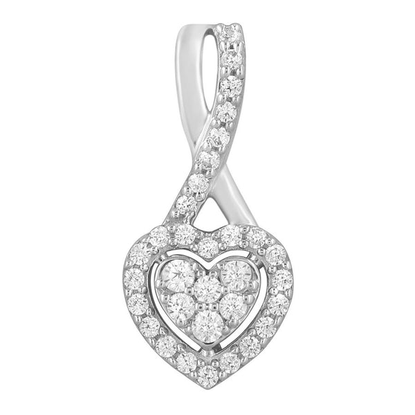 LADIES PENDANT WITH CHAIN 0.20CT ROUND DIAMOND 10K WHITE GOLD