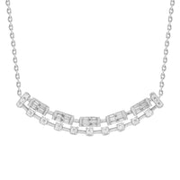 LADIES NECKLACE 0.33CT ROUND/BAGUETTE DIAMOND 10K WHITE GOLD