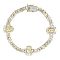 MEN'S BRACELET 1.50CT ROUND DIAMOND 10K YELLOW GOLD