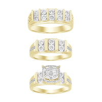 LADIES TRIOS SET 0.50CT ROUND DIAMOND 10K YELLOW GOLD