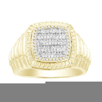 MEN'S RING 0.33CT ROUND/BAGUETTE DIAMOND 10K YELLOW GOLD