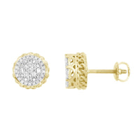 LADIES EARRINGS 0.25CT ROUND/BAGUETTE DIAMOND 10K YELLOW GOLD