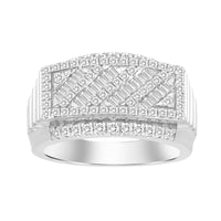 MEN'S BAND 1.00CT ROUND/BAGUETTE DIAMOND 10K WHITE GOLD