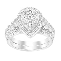 LADIES BRIDAL SET 1.50CT ROUND DIAMOND 14K WHITE GOLD