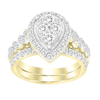 LADIES BRIDAL SET 1.50CT ROUND DIAMOND 14K YELLOW GOLD