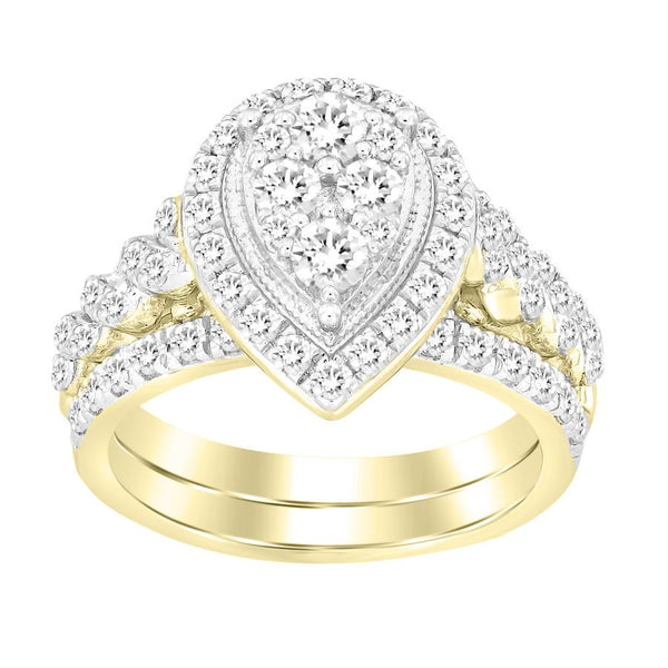 LADIES BRIDAL SET 1.50CT ROUND DIAMOND 14K YELLOW GOLD