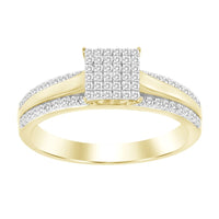 LADIES RING 0.25CT ROUND DIAMOND YELLOW GOLD/STERLING SILVER