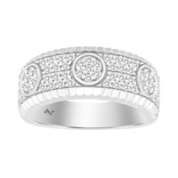 MEN'S RING 0.75CT ROUND DIAMOND 10K WHITE GOLD