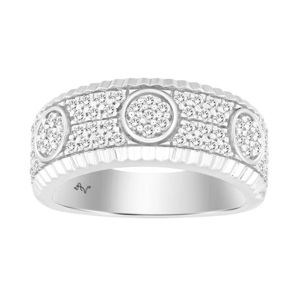 MEN'S RING 0.75CT ROUND DIAMOND 10K WHITE GOLD