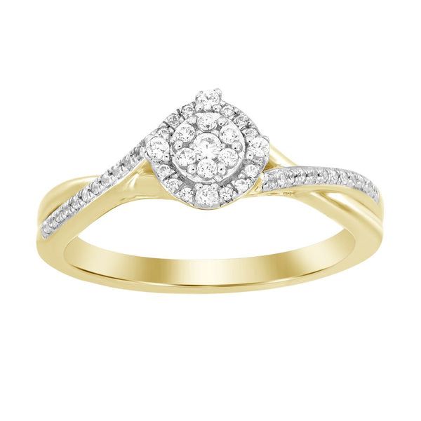 LADIES RING 0.20CT ROUND DIAMOND 10K YELLOW GOLD