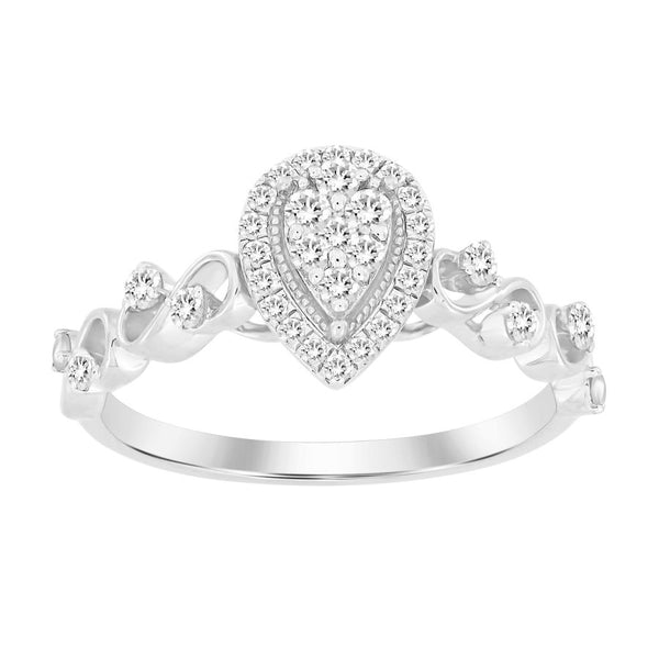 LADIES RING 0.25CT ROUND DIAMOND 14K WHITE GOLD