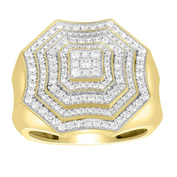 MEN'S RING 1.00CT ROUND DIAMOND 14K YELLOW GOLD