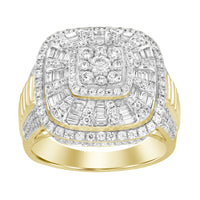 MEN'S RING 2.00CT ROUND/BAGUETTE DIAMOND 14K YELLOW GOLD