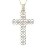 MEN'S CHARM 4.00CT ROUND/BAGUETTE DIAMOND 14K YELLOW GOLD