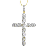 MEN'S CHARM 3.50CT ROUND/BAGUETTE DIAMOND 14K YELLOW GOLD