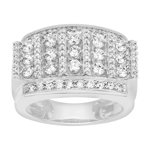 MEN'S BAND 2.00CT ROUND DIAMOND 10K WHITE GOLD