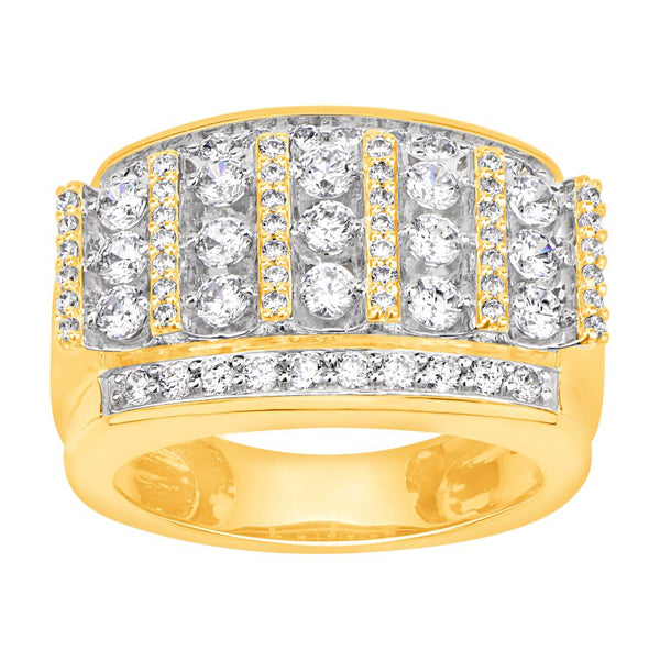 MEN'S BAND 2.00CT ROUND DIAMOND 10K YELLOW GOLD