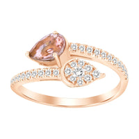 LADIES RING 0.90CT ROUND/PEAR DIAMOND 10K ROSE GOLD