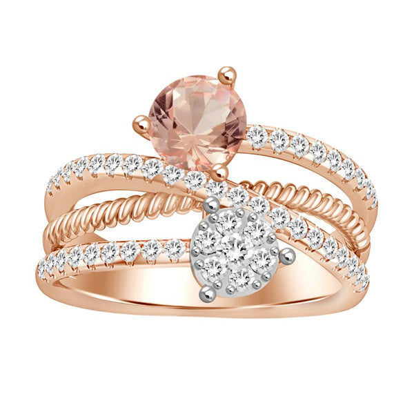 LADIES RING 1.30CT ROUND DIAMOND 10K ROSE GOLD