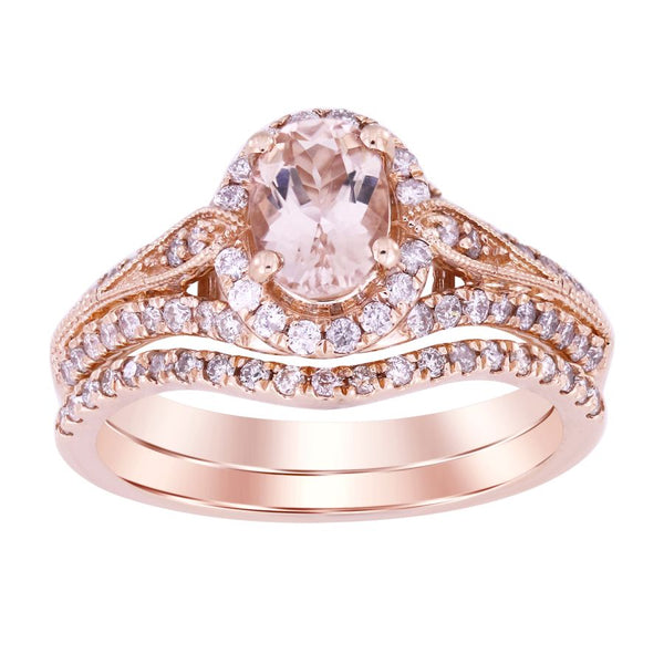 LADIES BRIDAL SET 1.25CT ROUND/OVAL  DIAMOND 10K ROSE GOLD