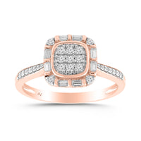 LADIES RING 0.33CT ROUND/BAGUETTE DIAMOND 10K ROSE GOLD