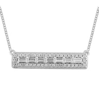 LADIES NECKLACE 0.25CT ROUND/BAGUETTE DIAMOND 14K WHITE GOLD