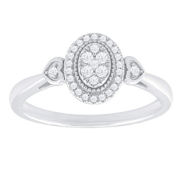 LADIES RING 0.16CT ROUND DIAMOND 10K WHITE GOLD