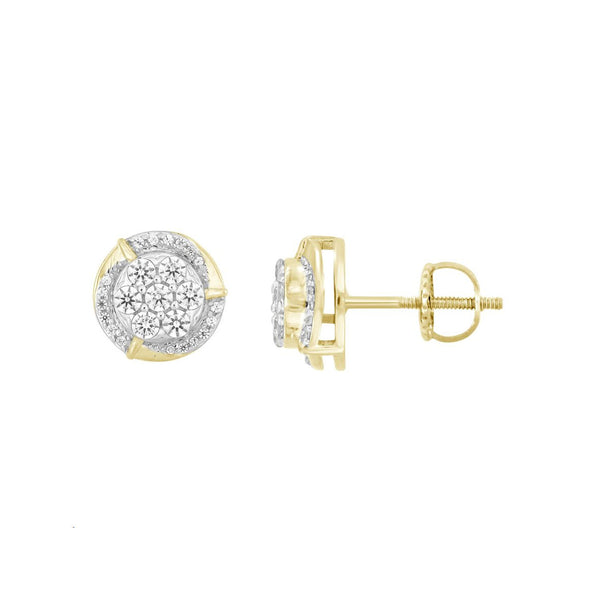 LADIES EARRINGS 0.50CT ROUND DIAMOND 10K YELLOW GOLD