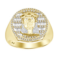 MEN'S RING 0.50CT ROUND/BAGUETTE DIAMOND 10K YELLOW GOLD